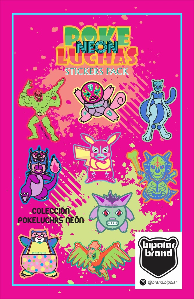 PACK STICKERS COLECCIÓN POKELUCHAS NEÓN
