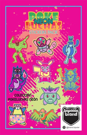 [132341656] PACK STICKERS COLECCIÓN POKELUCHAS NEÓN